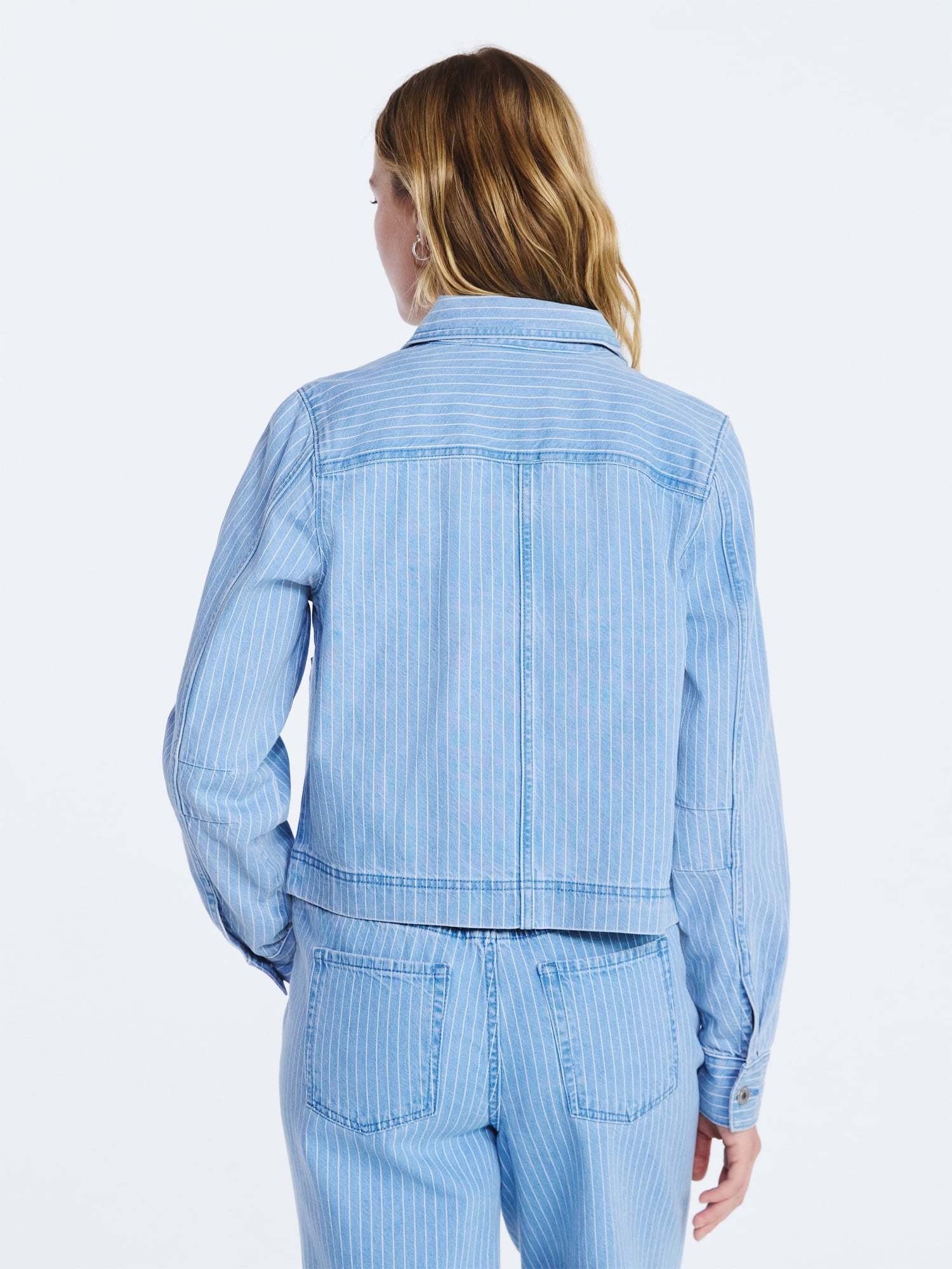Free Assembly Women's Striped Denim Jacket, Sizes XS-XXL