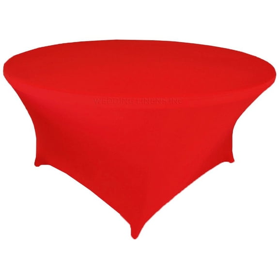 Wedding Linens Inc. (200 GSM) Premium 4FT / 48" Round Spandex Stretch Fitted Table Cover Tablecloths - Red