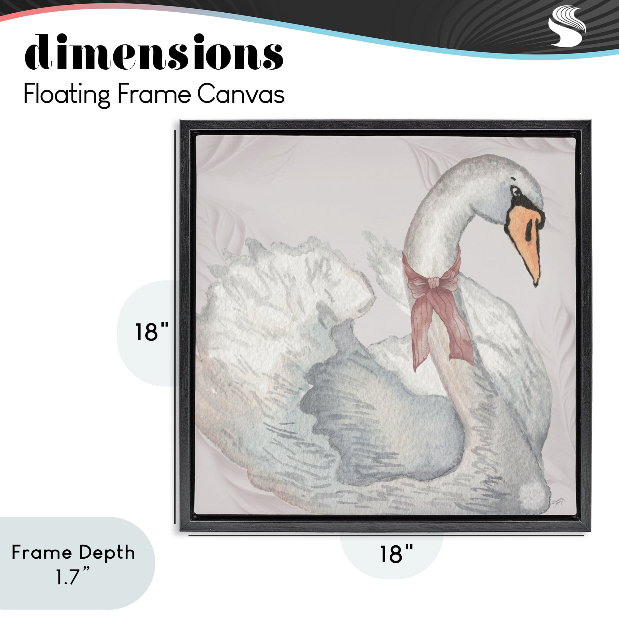 Stupell Industries Subdued Classic Swan Black Framed Floater Canvas Wall Art, design by Elizabeth Medley