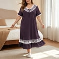 thumbnail image 5 of SELONE Plus Size Nightgowns for Women Long Lace Maxi Pajamas Dress Ruffle Short Sleeve Sleep Dress Daily Sleep Shirt, 5 of 6