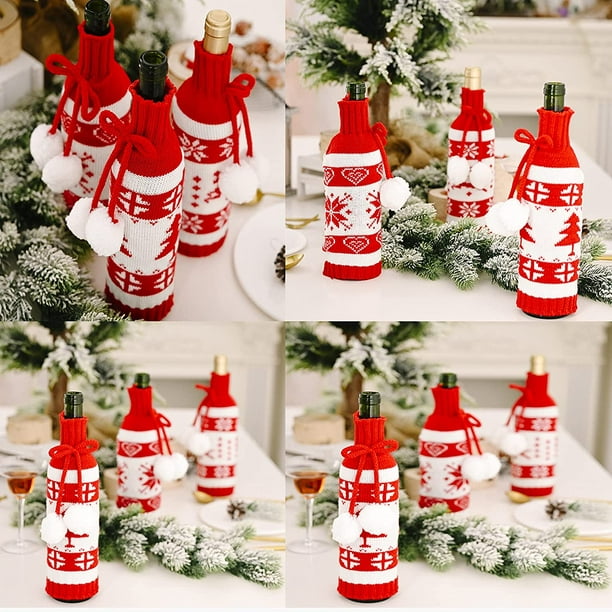 Couvertures de bouteille de vin rouge de bonhomme de neige de flocon de  neige d'hiver