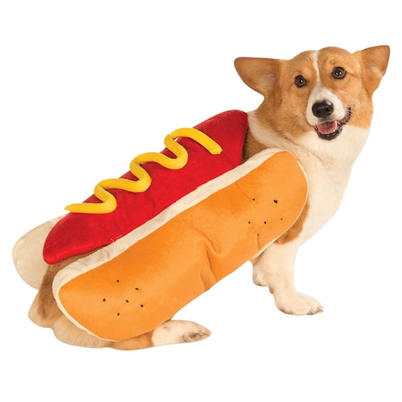 Funny Hot Dog Dog Costume, Cute Funny Pet Halloween Costume for Small Medium Dogs Cats, Soft Plush Adjustable Wiener Dog Outfit with Velcro for Party Birthdays