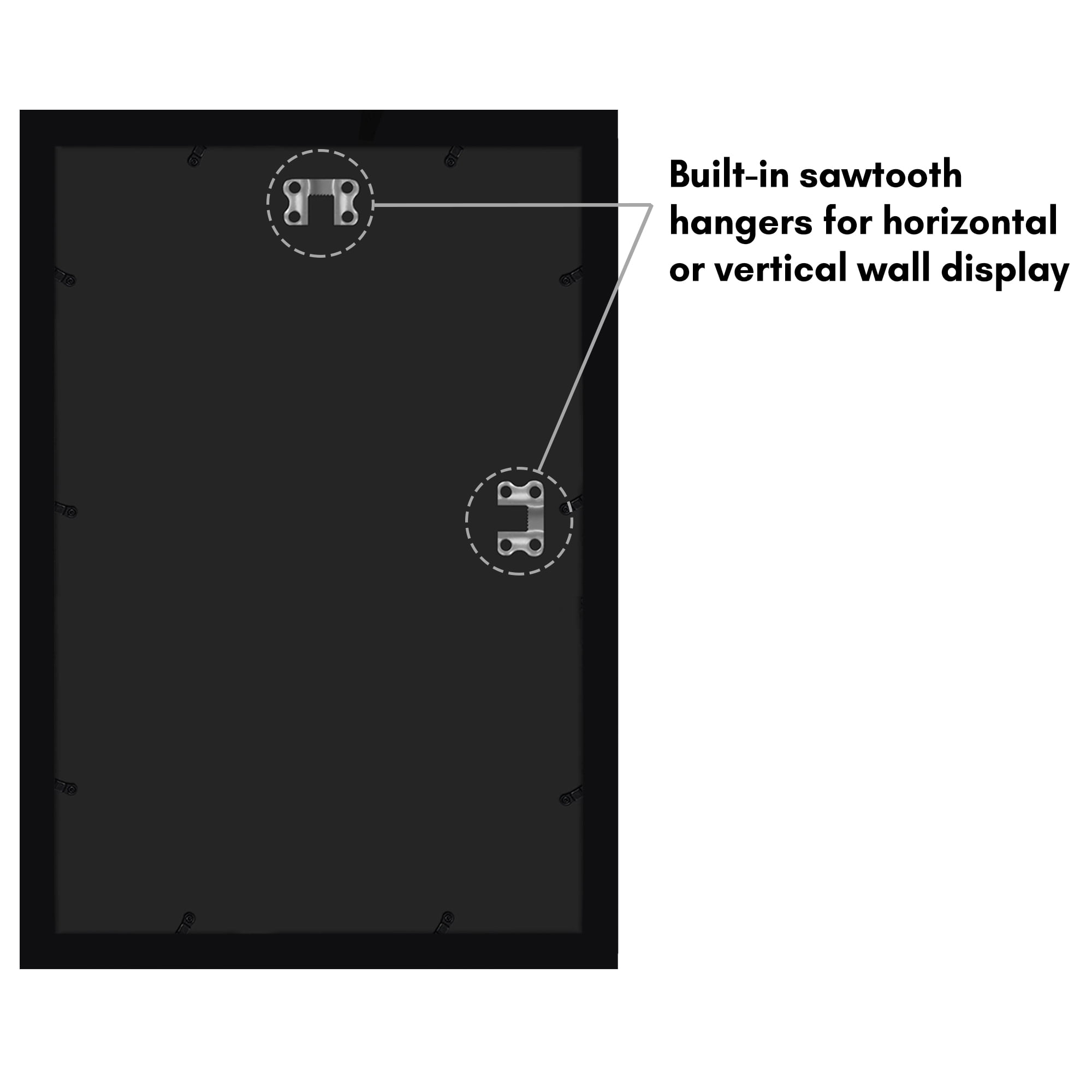 Americanflat 12" x 18" Picture Frame - Composite Wood and Plexiglass Cover - Black