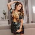 thumbnail image 3 of Balery Floral Fox Camisón de manga corta con cuello redondo para mujer, cómodo y elegante., 3 of 6