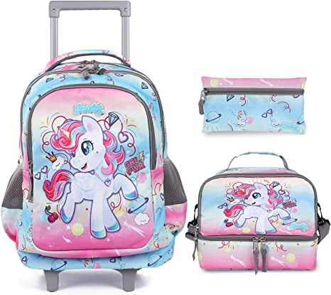 Seastig Foldable Rolling Backpack for Kids Wheeled Backpack Double ...