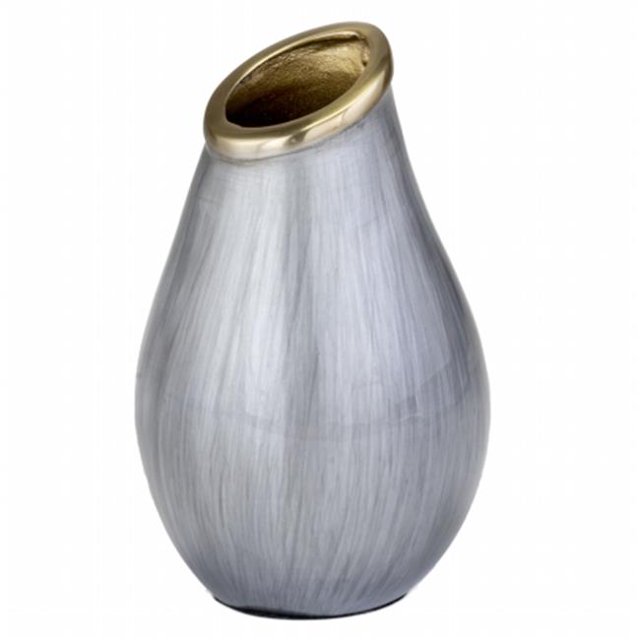 Modern Day Accents 3681 Sedoso Vase Rond&44; Gris & Or