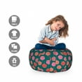 thumbnail image 2 of Floral Storage Toy Bag Chair, Repeating Nature Love Pattern with Blossoms of Botanical Elements, Stuffed Animal Organizer Washable Bag, Small Size, Dark Teal and Multicolor, by Ambesonne, 2 of 3