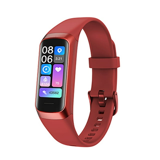 TFixol C60 Smart Fitness Tracker with 1.1" AMOLED Display, 126*294 Resolution, Heart Rate/Blood Pressure/Blood Oxygen/Temperature Monitoring, 25 Sports Modes, Red