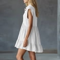 thumbnail image 5 of Ovbmpzd Casual Summer&nbsp;Dresses&nbsp;for Women Light Blue Ruffled Hem Plain Loose Fitting Long V-Neck Shift Casual&nbsp;Dresses&nbsp;for Women,M, 5 of 5