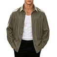 thumbnail image 6 of Mens Loose Fit Denim Shirt Jacket, Lapel Collar Stitched Pocket Button Down Long Sleeve Casual Overshirt Shacket for Spring Fall Streetwear Size 4XL Brown, 6 of 9
