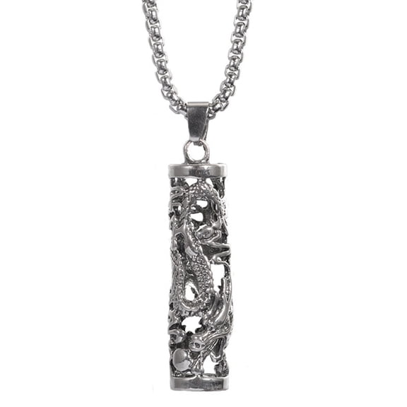 Jiyike Vintage Cylinder Charm Neck Chain Hip-pop Gothic Sweater Chain Pendant Necklace for Men