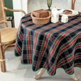 thumbnail image 5 of Christmas Blue Plaid Waterproof Tablecloth – Classic Woven Check Design – Holiday Dining Table Cover for Xmas Parties, Stain-Resistant & Durable, 60" Round, 5 of 6