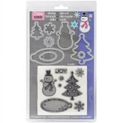 Sizzix Framelits Dies 8/Pkg W/Cling Stamps-Snowman
