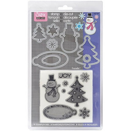 Sizzix Framelits Dies 8/Pkg W/Cling Stamps-Snowman