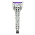 thumbnail image 3 of 3.61 ct Emerald Cut Natural Amethyst 3 Stone 18K White Gold Womens Engagement Ring, 3 of 5