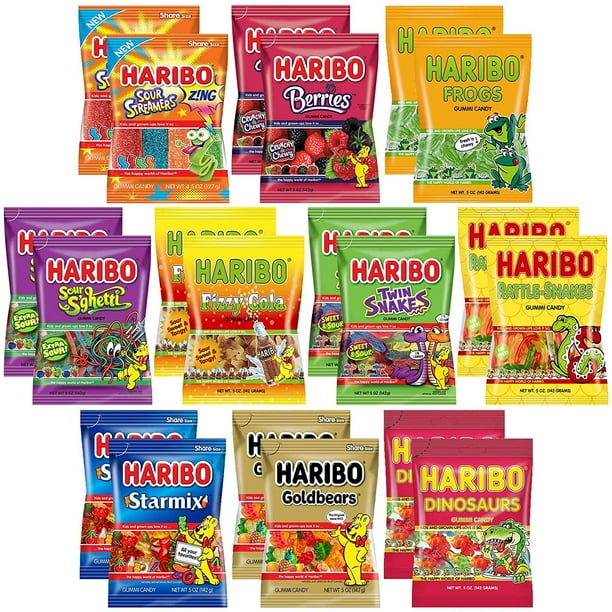 Haribo Gummies HUGE Variety Gift Pack Over 5.5 Lbs! 20 Bag Total