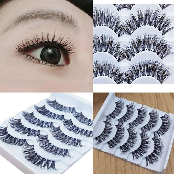 EGNMCR False Lashes Gracious Makeup 5Pairs Natural Long False Eyelashes Extension Exquisite False Eyelash