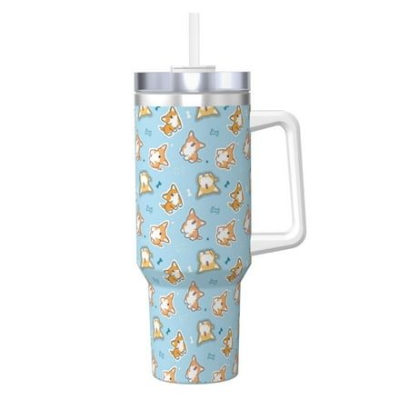 

Cauagu Corgi Dog 1 Print Stainless Steel Vacuum Insulated Tumbler 40oz Water Bottle with Handle & Flip Straw Reusable Travel Coffee Mug for Women & Men