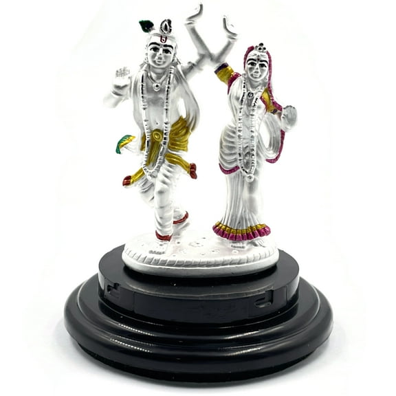999 Pure Silver Radha Krishna idol / Statue / Murti (Figurine #02B)