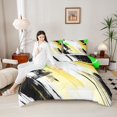 thumbnail image 4 of Manfei Graffiti Strieps Lines Bedding Comforter Set,Modern Graffiti Artwork Twin Comforter Sets,Yellow White Green Bedding Set For Men Women,Ultra Soft Home Decor Reversible,2 Pieces, 4 of 8