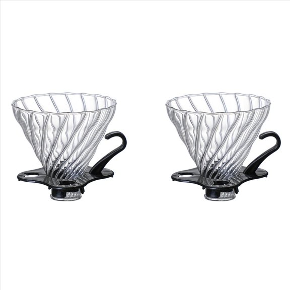 Rollbacks & More 2X Pour over Coffee Dripper Filter for 1-4 Cups Reusable Maker Heat- Glass Cone