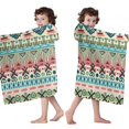 thumbnail image 4 of Teal and Orange Geometric Boho Pattern Hooded Bath Towel，50"x30" for Ages 3 To 12 Kids, Quick Dry Lightweight Soft Microfiber Hood Beach Towel Cover Up for Kids, 4 of 7