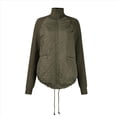 thumbnail image 3 of Chaqueta de Invierno para Mujer, Cálida, de Punto, con Retazos, Acolchada, Informal, de Cuello Alto, Larga y Cremallera Verde S, 3 of 7