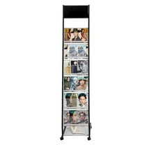 TFCFL 6 Tier Magazine Rack Literature Stand Brochure Catalog Display Holder Organizer Shelf with Wheels