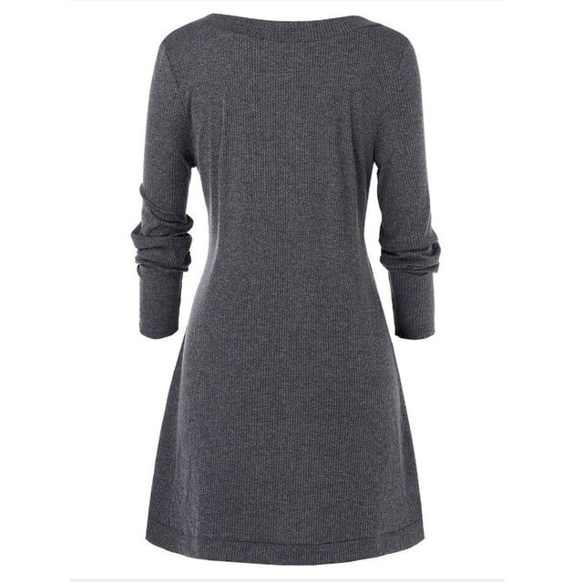 Pull à Manches Longues en Coton Pachwork Asymétrique pour Femmes de Grande Taille