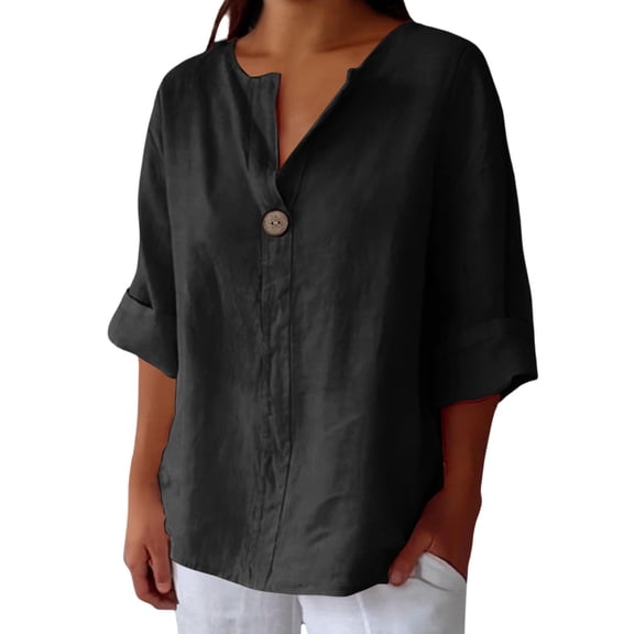 Trendy Business Polo Shirts Plus Size Linen Shirt Oxford Shirts Flowy Tops for Women Women's Linen Blouses Women's Tops, Tees & Blouses Linen Tops Women Cotton Linen Short Sleeve Shirt
