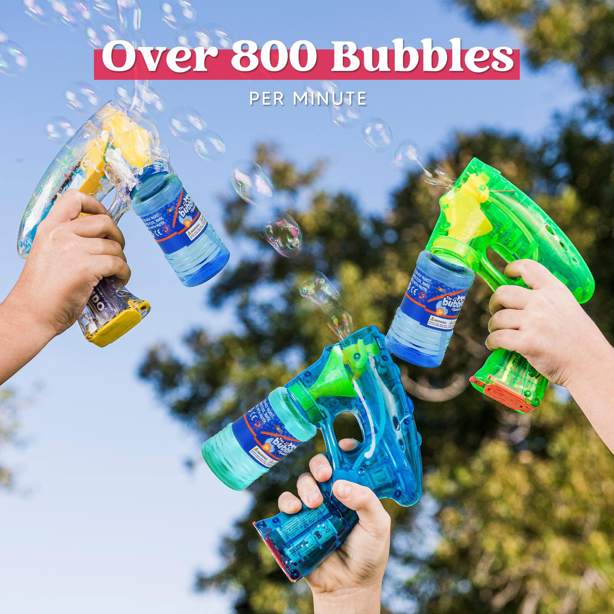 JOYIN 3 Packs Bubble Guns with Rich Bubbles, Automatic Bubble Maker Blower  Machine with 3 Bubble Solutions for Kids, Bubble Party Favors, Summer Toy
