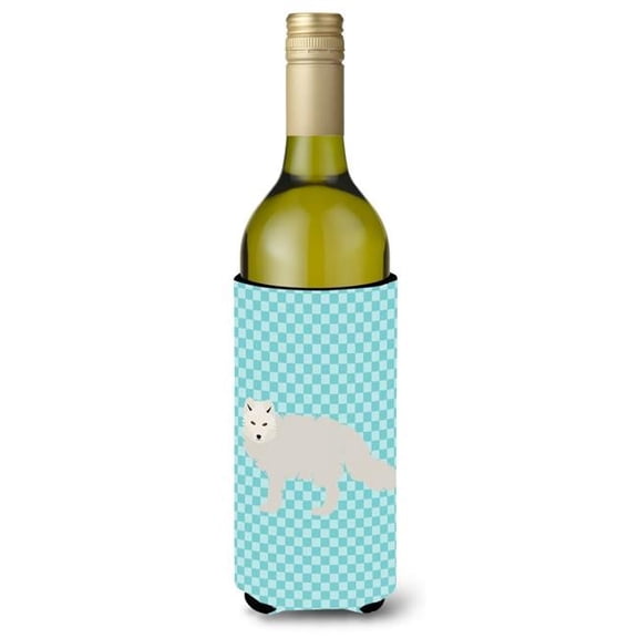 Carolines Treasures BB8051LITERK White Arctic Fox Blue Check Wine Bottle Beverge Insulator Hugger