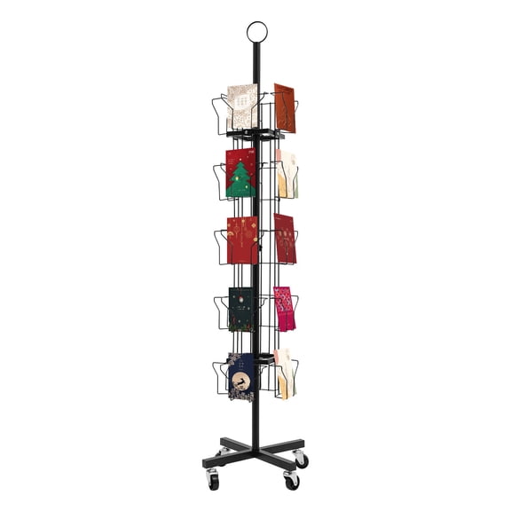 Greeting Card Rack Spins 20 Pocket Black Retail Display 6" x 8 Cards Sign Holder
