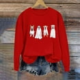 thumbnail image 4 of qelini Crewneck Sweatshirts Women Oversized Graphic Halloween Long Sleeved Sweatshirt No Hood Trendy Novelty Print Spooky Season Halloween Day Event Pullover Fall Winter Loose Tops Red 2XL, 4 of 5