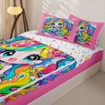 thumbnail image 3 of Homewish Cartoon Kawaii Mermaid Zipper Twin Comforter Sets with Fitted Sheet and 2 Pillowcases,Cute Rainbow Coral Starfish Zipper Bedding Set For Girly,Reversible,4 Pieces, 3 of 7