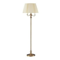 150 Watt 6 Way Metal Floor Lamp with Fabric Tapered Shade, Gold- Saltoro Sherpi