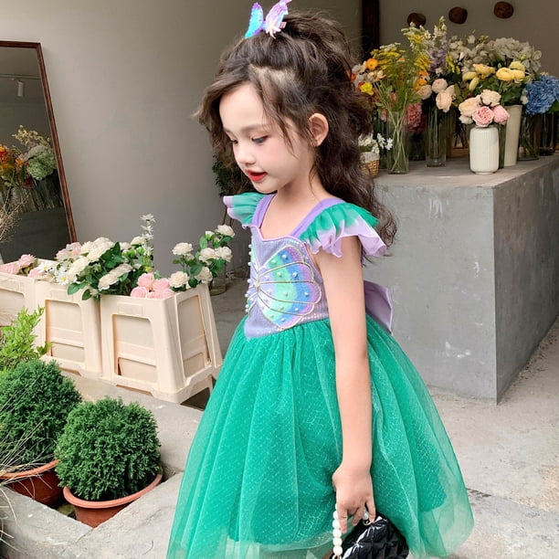 Girls Mermaid Princess Dress Ariel Cosplay Halloween Birthday Outfit, Size  2T-6 - Walmart Business Supplies