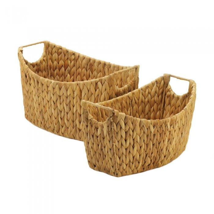NATURAL WATER HYACINTH OBLONG BASKETS