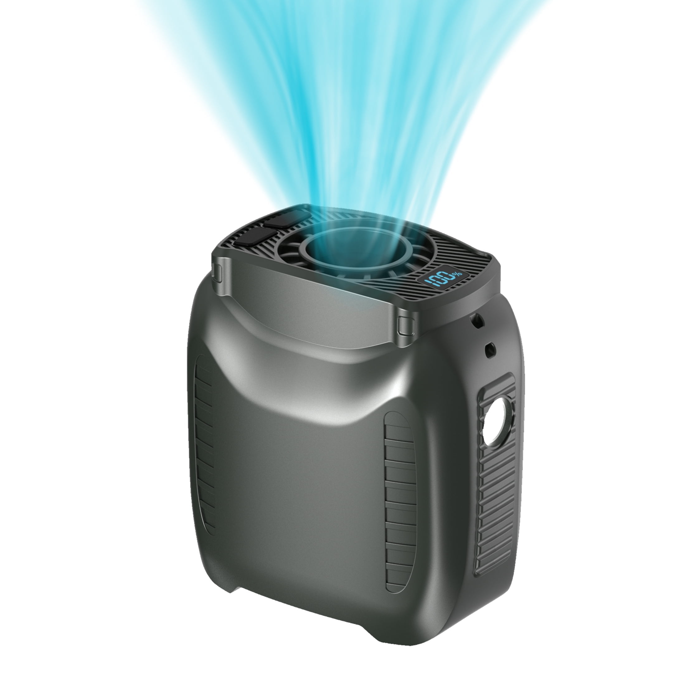 Portable Waist Fan with LED Light, 5 Speeds, and Rechargeable 1000mAh Battery – Stay Cool and Prepared Anywhere!