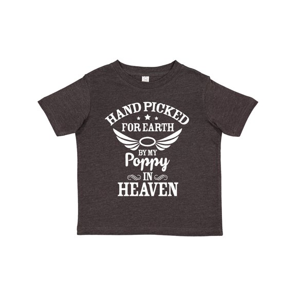 Inktastic Handpicked for Earth By My Poppy in Heaven with Angel Wings` Boys or Girls Toddler T-Shirt