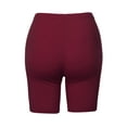 thumbnail image 3 of A2Y Women's Basic Solid Premium Cotton Mid Thigh High Rise Biker Bermuda Shorts Cabernet L, 3 of 5