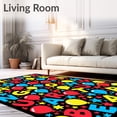 thumbnail image 2 of ODIKA 6'x9' Machine Washable Non-Slip Area Rug, Floating Alphabet Letters with Colorful Party Balloons Educational High Traffic Rug with Pad, Black, 698339, 2 of 8