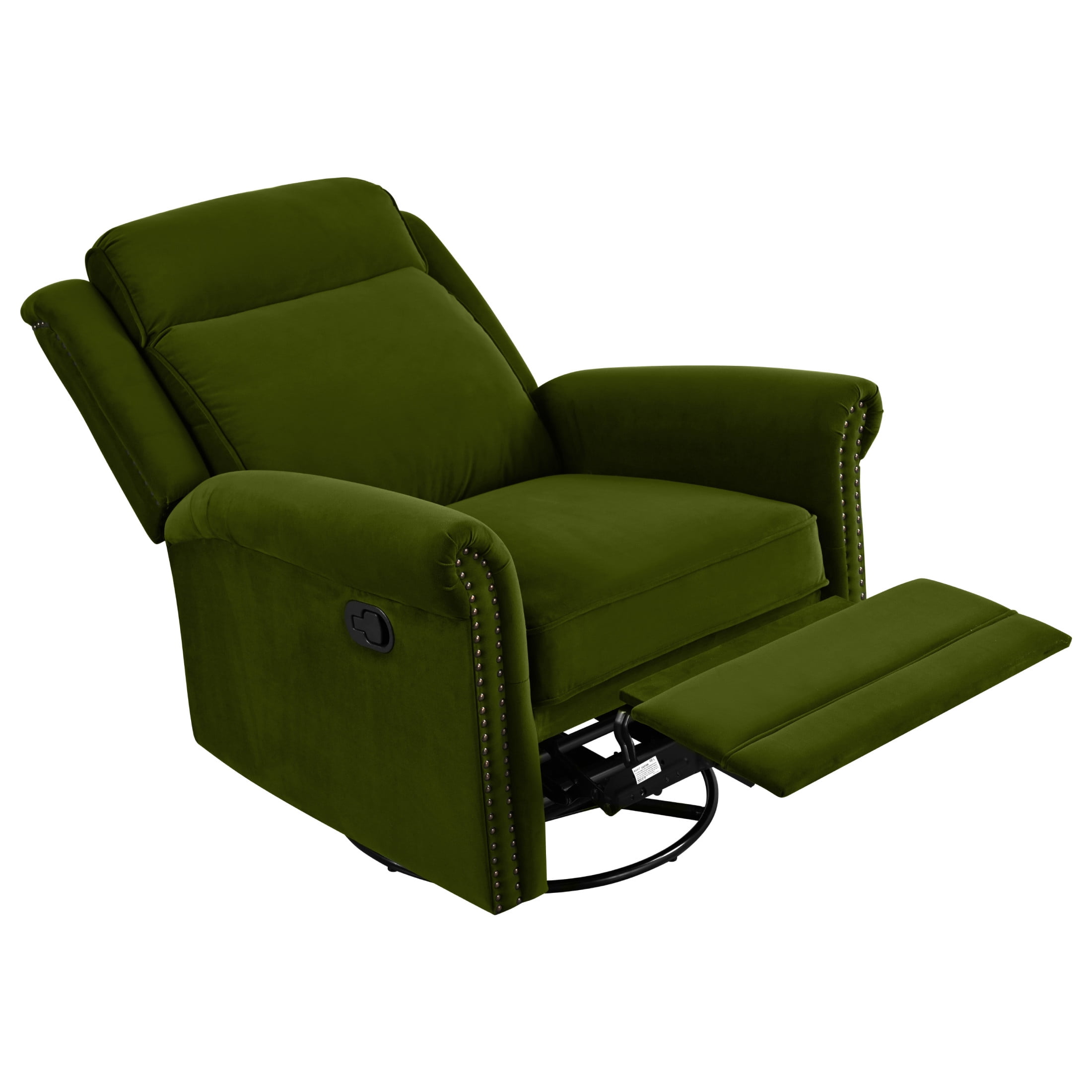 Christopher Knight Home Elegant Velvet 360° Swivel Recliner with Nailhead Accents and Adjustable Design, Green