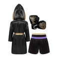 thumbnail image 2 of Jhaoyu Boys 3 Piece Boxing Tracksuit Satin Robe with Shorts Punching Exercise Gloves Set Light Purple&Gold 8, 2 of 7