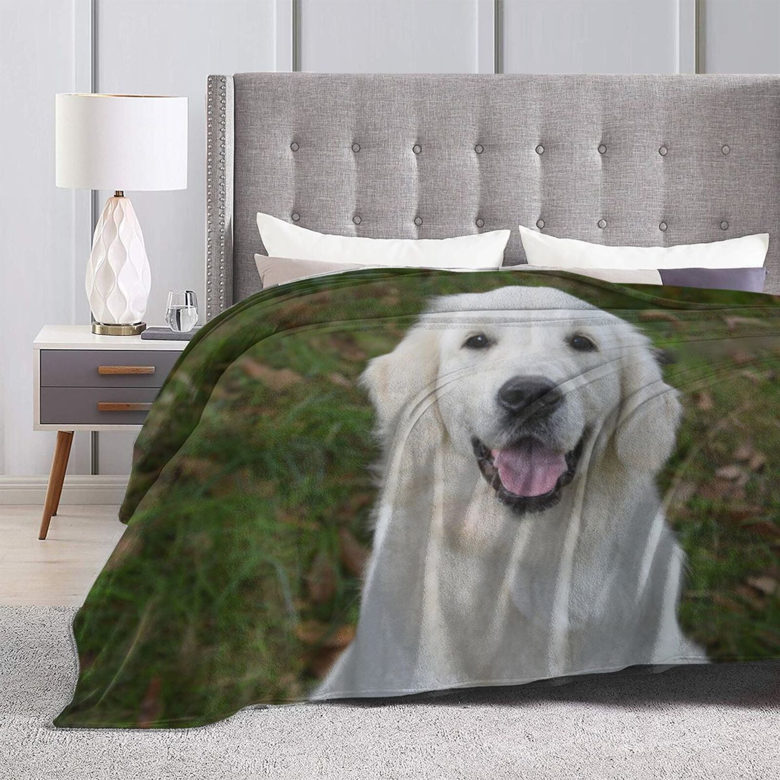 Wijzvio Golden Retriever Dogs Throw Blanket Soft Fuzzy Fleece Blanket For Couch Bed Living Room Decoration 60"X50"