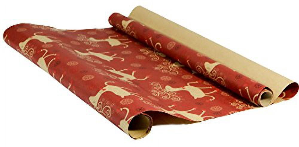 Vintage Prints Christmas Kraft Wrapping Paper Sets (Reindeer-Mistletoe-SodaShoppe on Brown Kraft)