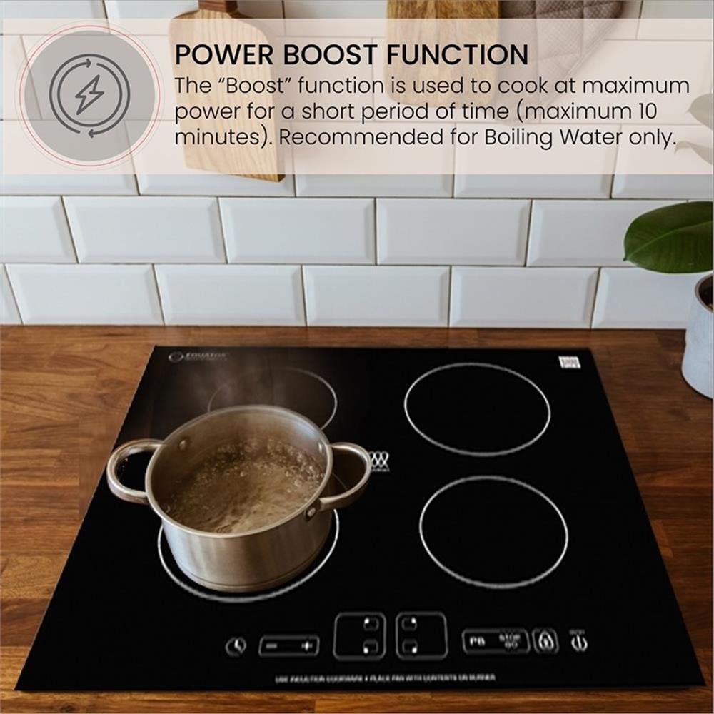 Pemberly Row Metal 24" Built-in Induction Cooktop 4 Burner in Black