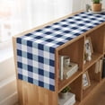 thumbnail image 6 of Navy Blue Plaid 120 Inch Table Runner, Spring Farmhouse Buffalo Checkered Farmhouse Dresser Scarf Cotton & Linen Tablerunner for Dining/Kitchen Island/Holiday Party Décor 13" x 120", 6 of 9