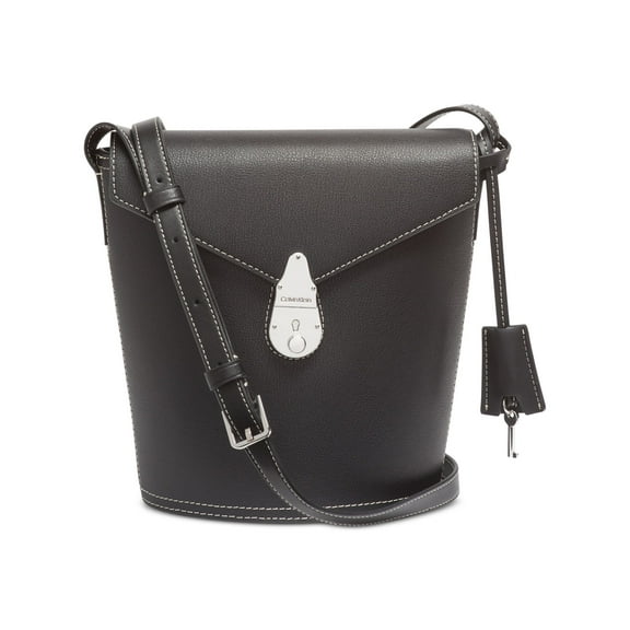CALVIN KLEIN Black Leather Bucket Bag