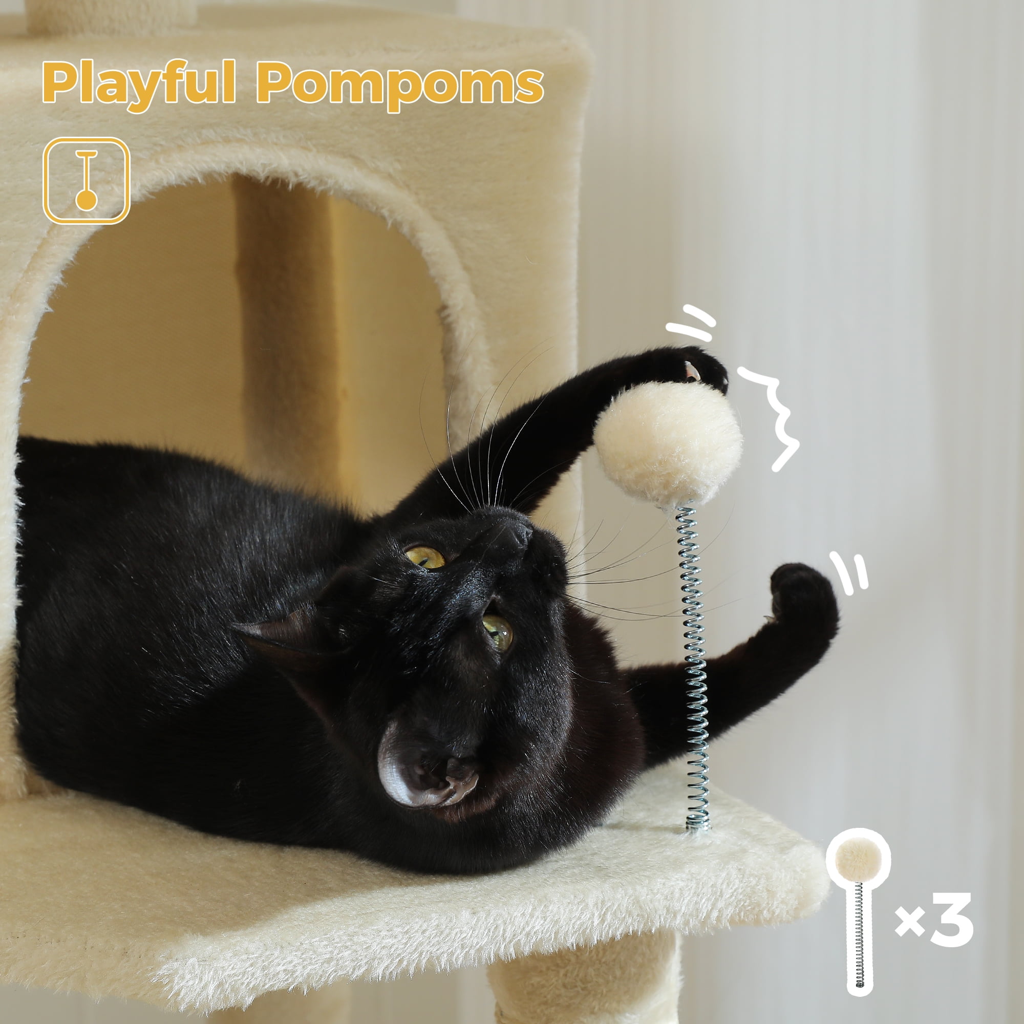 PAWZ Road 64" Cat Tree Tower Large Scratching Posts Tower for Bigger Cats,Beige